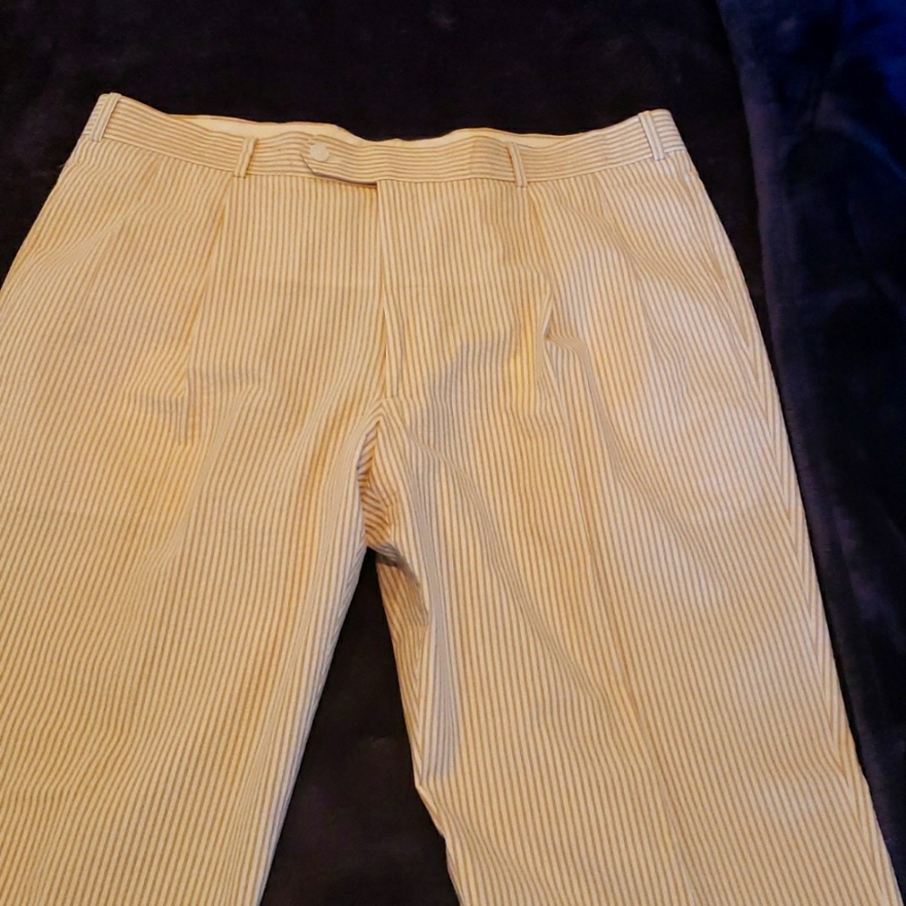 Haspel Mens Seersucker pants, tan\cream - Picture 3 of 9